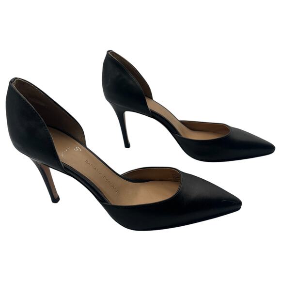 Banana Republic Alicia D'Orsay Leather Pointed Toe Pumps Heels Black Size 6M - Picture 1 of 9